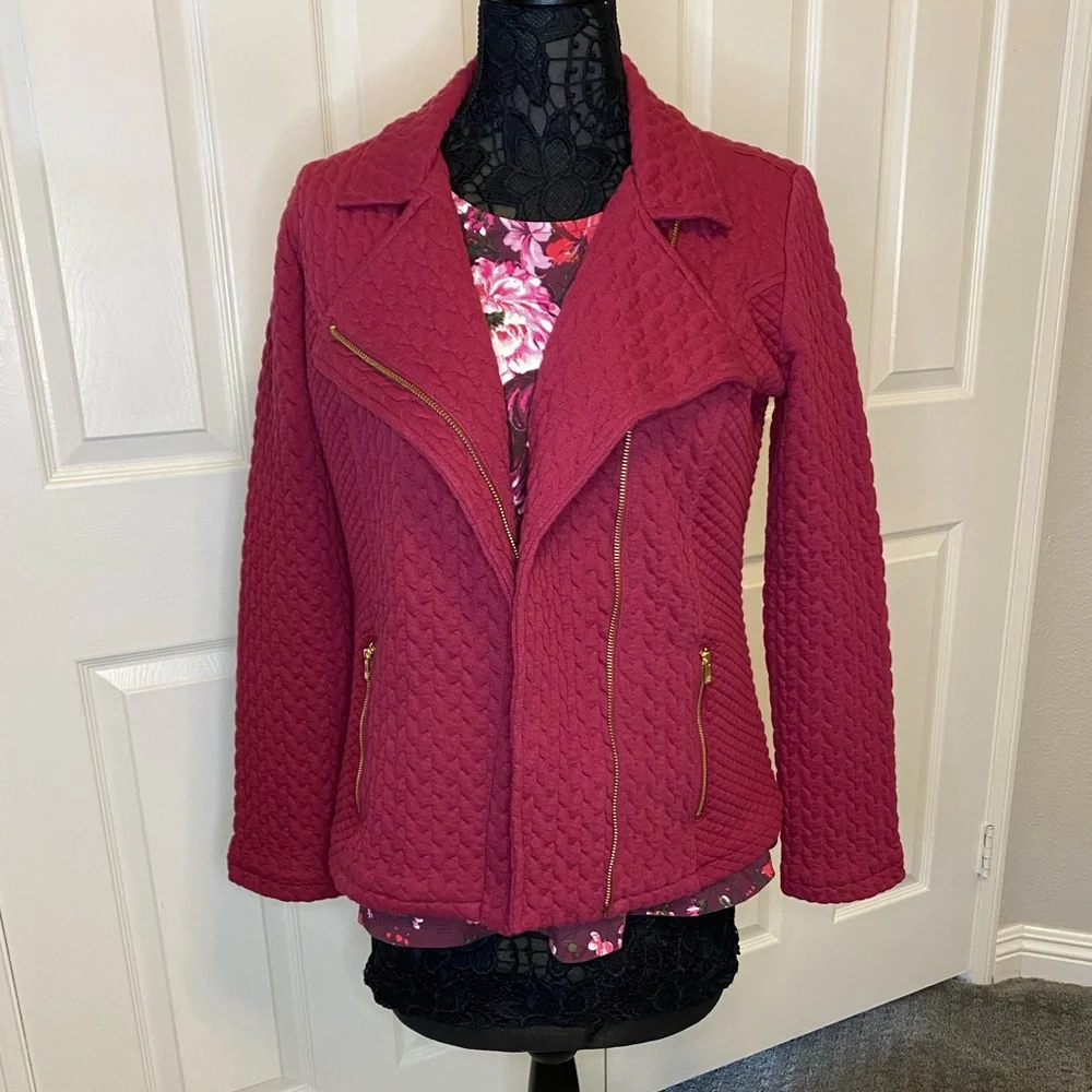 Isaac Mizrahi quilted moto style jacket. Size XS - Picture 2 of 13